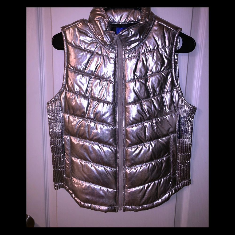 Silver puffer vest